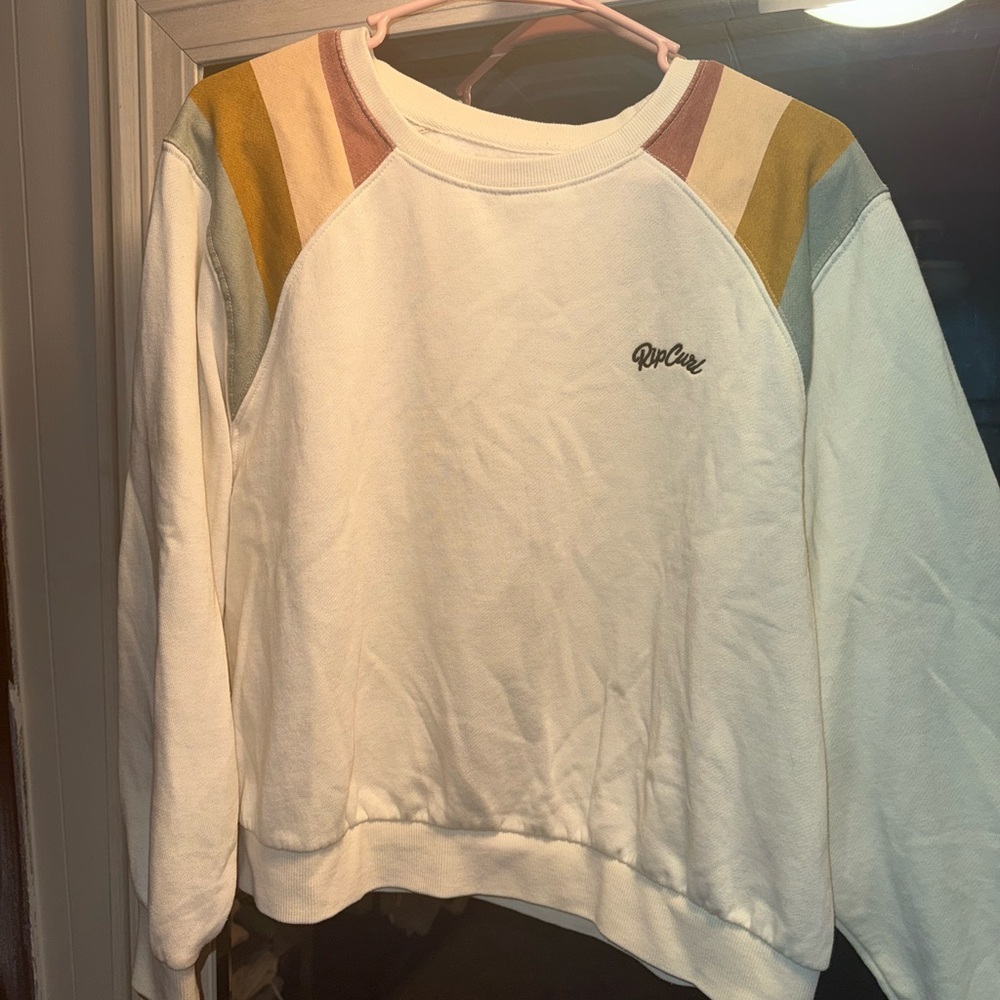 Rip Curl Cream Sweatshirt with Subtle Stripes